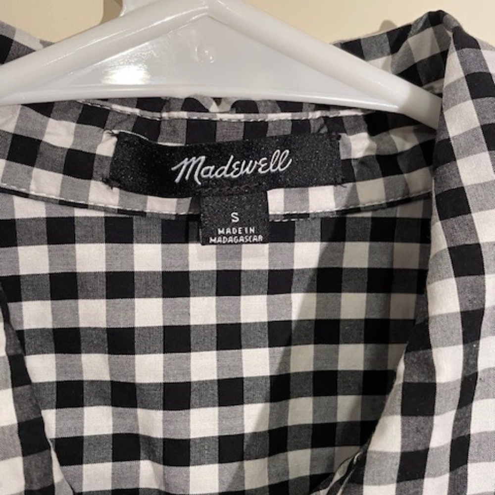 Madewell - Gingham Play Button Down Size Small - image 3